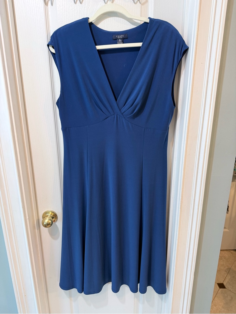 Chaps Women’s Blue V-Neck Fit & Flare Dress